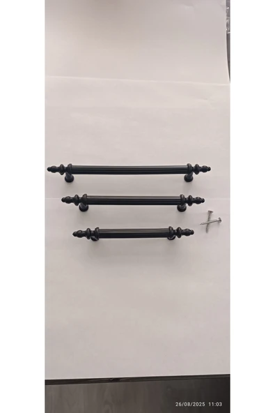 SERT POLİMER 128 MM SİYAH BORU KULP MUTFAK DOLAP - Resim 3