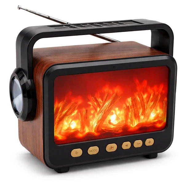 Şömine Efektli Nostajik Radyo Solar Panelli  Nostaljik Görünümlü Bluetoothlu ve Fenerli Mp3 Çalar Müzik Kutusu ürün görseli 1