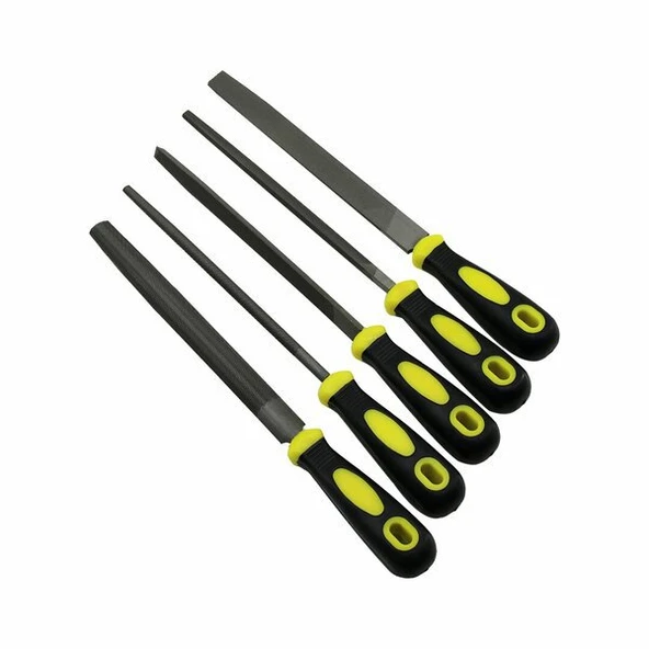 5 PARÇA  8'' ÇELİK EĞE SETİ BALIK SIRTI - ÜÇGEN - KARE - YUVARLAK - DÜZ GENİŞ GO53/03364 ürün görseli 1