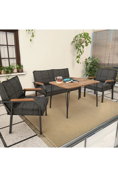 Mygusi Hayal Balkon, Bahçe, Cafe, Metal Kanepe Koltuk Takımı , Bahçe Mobilyası, 60x90 Masalı - 211 Antrasit ürün görseli 1