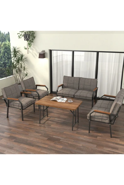 Hayal Balkon, Bahçe, Cafe, Metal Kanepe Koltuk Takımı , Bahçe Mobilyası, 2211 - 70x110 Masalı - Cappucino ürün görseli 1
