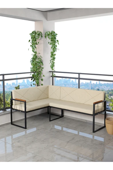 Src Serisi Balkon, Bahçe, Cafe, Köşe Takımı, Balkon Köşe Takımı - Pufsuz - Krem ürün görseli 1