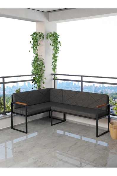 Src Serisi Balkon, Bahçe, Cafe, Köşe Takımı, Balkon Köşe Takımı - Pufsuz - Antrasit ürün görseli 1
