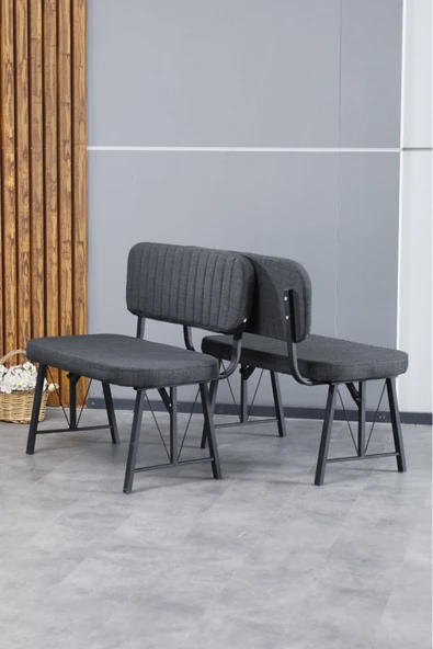 Mygusi Hayat Serisi Mutfak, Yemek, Bahçe, Kafe, Modern Bench, Puf, 2 Adet - Antrasit ürün görseli 1