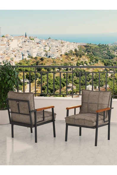 Mygusi Modern Balkon, Bahçe, Cafe, Metal Koltuk, Kanepe Tekli - Cappucino ürün görseli 1