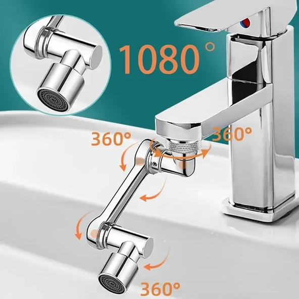 1080 Derece Dönebilen Mutfak ve Lavabo Bataryası Akrobat Musluk Ucu GO53/03786 ürün görseli 1