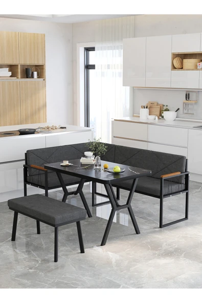 Src Serisi Balkon, Bahçe, Cafe, Köşe Takımı, Balkon Köşe Takımı - Bendir Masalı - Antrasit ürün görseli 1