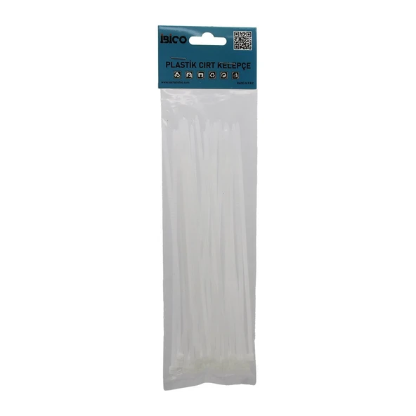 25PCS   BEYAZ   3.6X200MM  PLASTİK CIRT KELEPÇE GO53/03865 ürün görseli 1