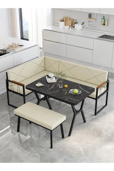 Src Serisi Balkon, Bahçe, Cafe, Köşe Takımı, Balkon Köşe Takımı - Bendir Masalı - Krem ürün görseli 1