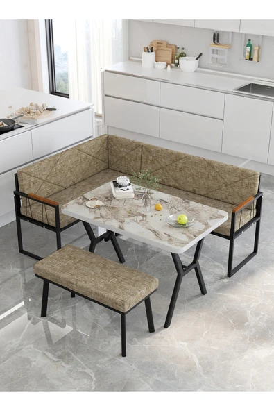 Mygusi Src 70x110cm Efes Masalı, Köşe Takımı, Mutfak, Balkon Köşe Takımı, Mutfak Masası Takımı - Cappucino ürün görseli 1