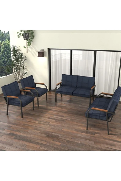 Mygusi Hayal Balkon Bahçe Cafe - Metal Kanepe Koltuk Takımı - 2211 - Lacivert ürün görseli 1