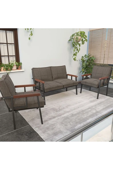 Mygusi Modern Balkon, Bahçe, Cafe, Metal Kanepe Koltuk Takımı , Bahçe Mobilyası, 211 - Cappucino ürün görseli 1