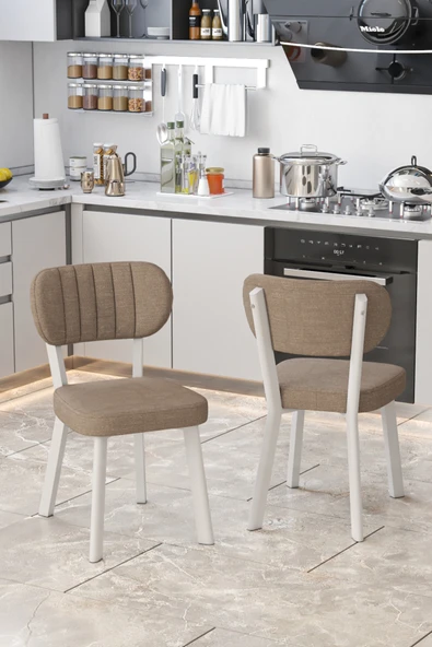 Mygusi Hazal Mutfak Sandalyesi, Yemek, Bahçe, Kafe, Modern Sandalye 1 Adet - Cappucino ürün görseli 1