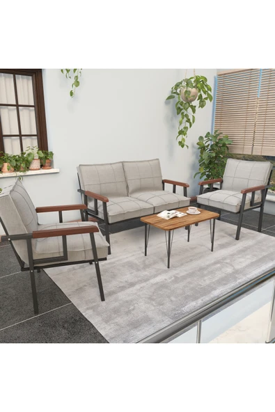 Mygusi Modern Balkon, Bahçe, Cafe - Metal Kanepe Koltuk Takımı - 2+1+1 Sehbalı ürün görseli 1
