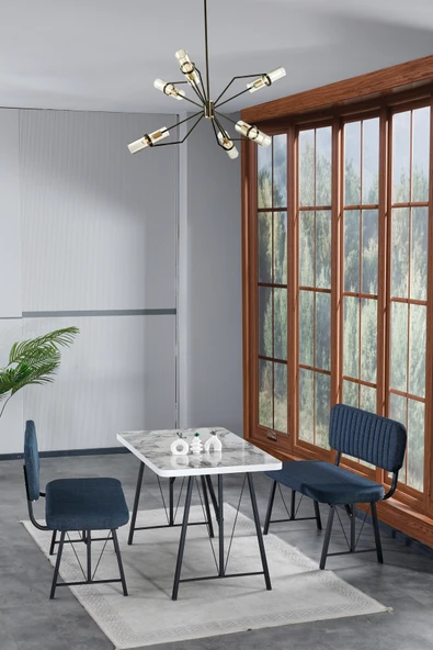 Mygusi Hayat 70x110 Efes Mutfak Masası, Mutfak Masası Takımı, Yemek Masası, 2 Benchli - Antrasit ürün görseli 1
