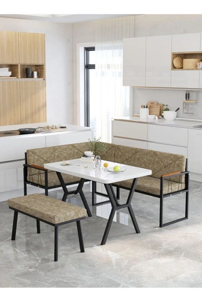 Mygusi Src 70x110cm Beyaz Masalı, Köşe Takımı, Mutfak, Balkon Köşe Takımı, Mutfak Masası Takımı - Cappucino ürün görseli 1