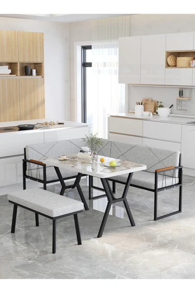 Src Serisi Balkon, Bahçe, Cafe, Köşe Takımı, Balkon Köşe Takımı - Efes Masalı - Açık Gri ürün görseli 1