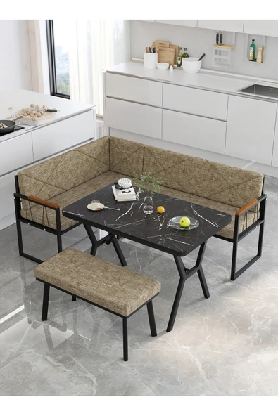 Mygusi Src 70x110 Bendir Masalı, Köşe Takımı, Mutfak, Balkon Köşe Takımı, Mutfak Masası Takımı - Cappucino ürün görseli 1