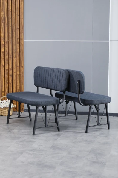 Mygusi Hayat Serisi Mutfak, Yemek, Bahçe, Kafe, Modern Bench, Puf, 2 Adet - Lacivert ürün görseli 1