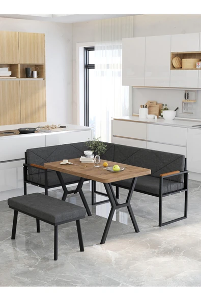 Mygusi Src 70x110 Atlantik Masalı, Köşe Takımı, Mutfak, Balkon Köşe Takımı, Mutfak Masası Takımı - Antrasit ürün görseli 1
