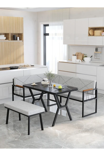 Src Serisi Balkon, Bahçe, Cafe, Köşe Takımı, Balkon Köşe Takımı - Bendir Masalı - Açık Gri ürün görseli 1