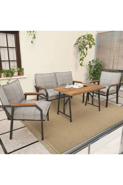Mygusi Hayal Balkon, Bahçe, Cafe, Metal Kanepe Koltuk Takımı , Bahçe Mobilyası, 211 - 70x110 Masalı - Açık ürün görseli 1
