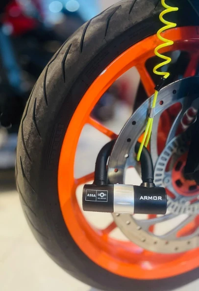 Armor 781 MV Motosiklet Disk Kilidi U- Bar Kelepçeli Çelik Kilit 16mm Çap+Hatırlatma Kablosu ürün görseli 1
