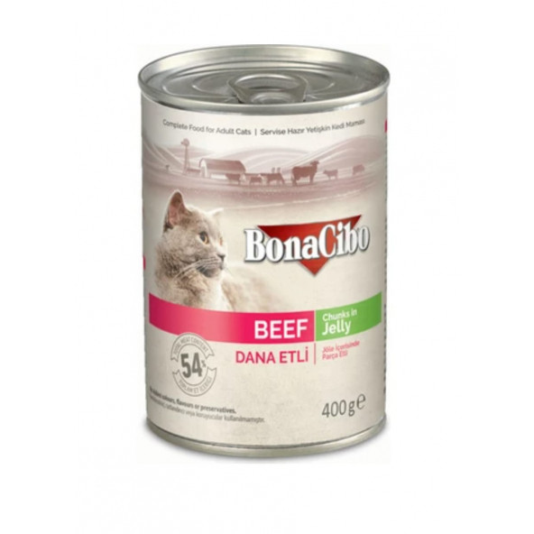 Bonacibo Jöleli Dana Etli Yaş Yetişkin Konserve Kedi Maması 400 Gr. ürün görseli 1