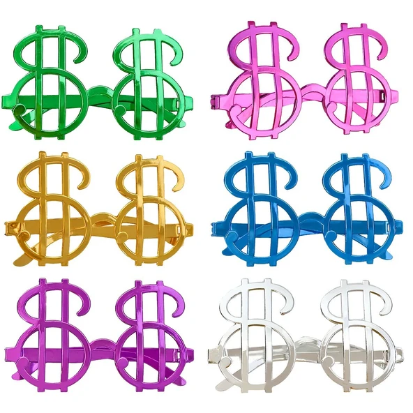 Dolar Şekilli Metalize Parti Gözlüğü 6 Adet GO53/04247 ürün görseli 1