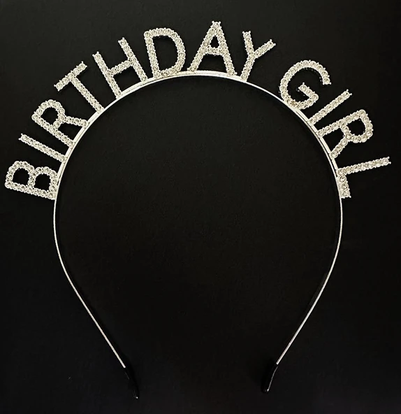 Gümüş Kristal Taşlı Birthday Girl Doğum Günü Tacı İthal Ürün A Kalite 17x16 cm GO53/04742 ürün görseli 1