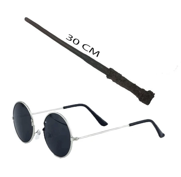 Harry Potter Asası 30 cm ve Siyah Metal Çerçeveli Harry Potter Gözlüğü Seti GO53/04866 ürün görseli 1