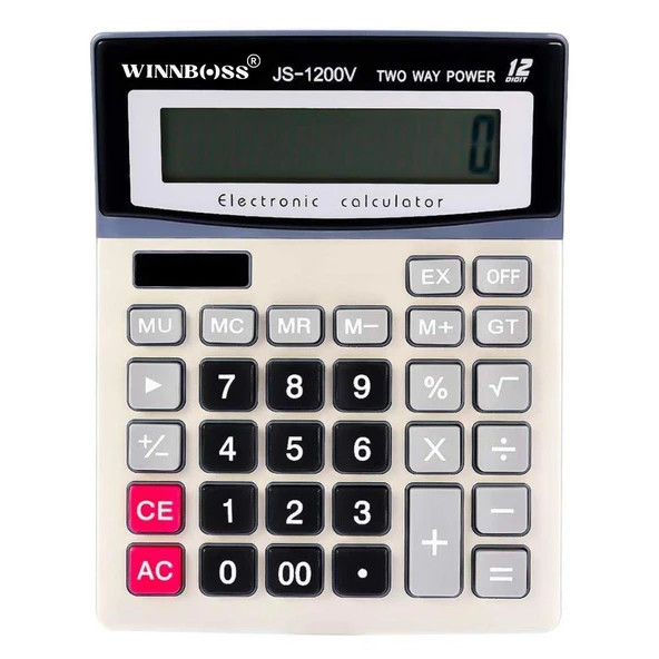 12 Haneli Geniş LCD Ekran, Pilli Büyük Düğmeli Hesap Makinesi GO53/05027 ürün görseli 1