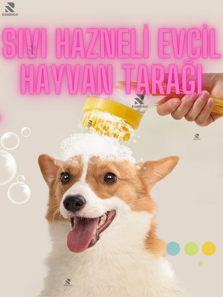 Kedi Köpek Sıvı Hazneli Silikon Banyo Tarağı  Masajlı Evcil Hayvan Fırçası ürün görseli 1