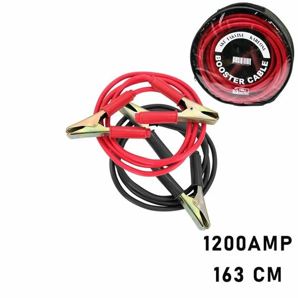1200 AMPER AKÜ TAKVİYE KABLOSU 1.63MT - PENCERELİ BEZ ÇANTALI GO53/05187 ürün görseli 1
