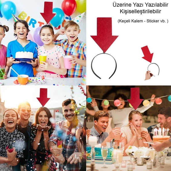 Kişiselleştirilebilir Ok Taç – Üzerine Yazı Yazılabilen Parti Tacı Kırmızı Renk GO-53-vice ürün görseli 1