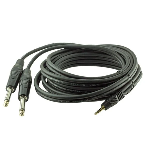 Powermaster 3.5 Mm Stereo E-2X6.3Mm Mono Erkek Kablo 3 Metre ürün görseli 1