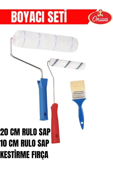 Boyacı Seti 20cm İç Dış Rulo Sap + 10cm İç Dış Rulo Sap + Kestirme Fırçası ürün görseli 1