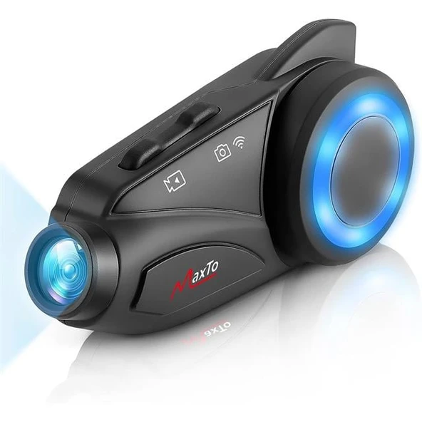 Powermaster Maxto M3 1080P Kameralı Motosiklet Bluetooth Intercom Kulaklık (6 Kişi Destekli) ürün görseli 1
