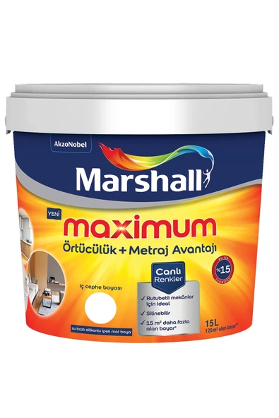 Maximum Silikonlu Ipek Mat Iç Cephe Boyası Kumbeji 15 Lt. (20 Kg) ürün görseli 1