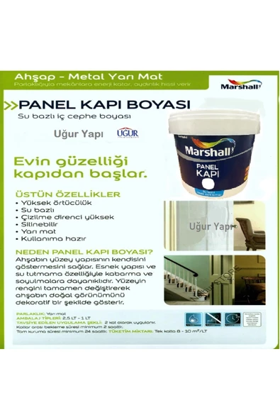 Su Bazlı Amerikan Panel Kapı Boyası 2.5 Lt - Resim 2