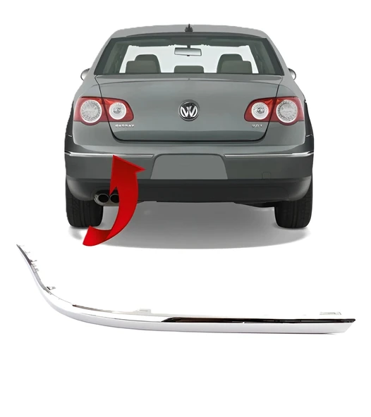 Vw Passat 2006-2011 Tampon Nikelajı Arka Sol Krom 3C5807459A ürün görseli 1