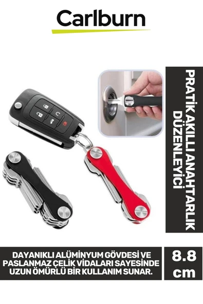 Premium 8.8 cm Ses Çıkarmayan Vidalı Sistemli Hafif Alüminyum Pratik Akıllı Anahtarlık Düzenleyici ürün görseli 1