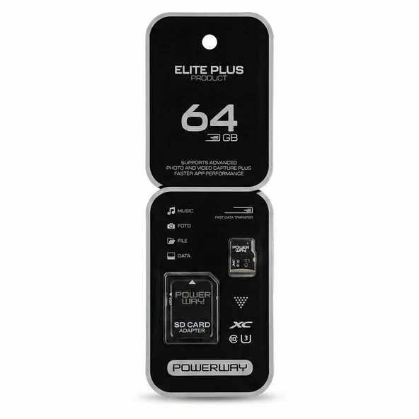 Powerway Elite Plus 64 GB Micro SD Hafıza Kartı ürün görseli 1