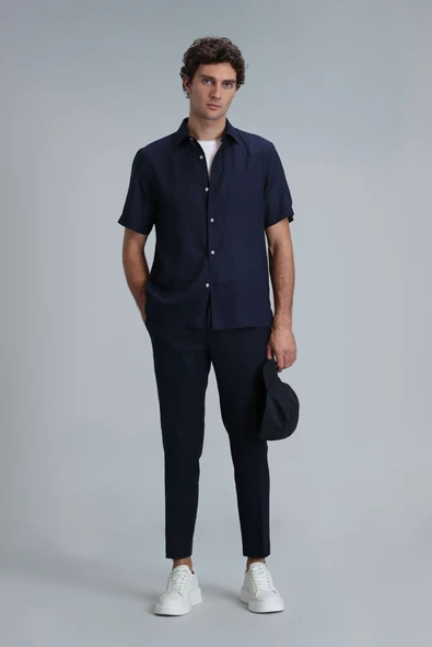 Lufian Minimalist Keten Erkek Crop Pantolon - Rahat ve Şık ürün görseli 1
