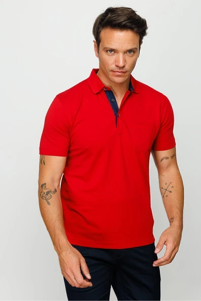 Desen Minimalist Polo Yaka Kısa Kol Erkek T-Shirt - Rahat ve Şık ürün görseli 1