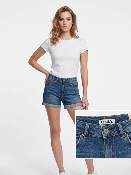 Only Yüksek Bel Mini Denim Şort - Minimalist Günlük Stil - Hızlı Kargo ürün görseli 1