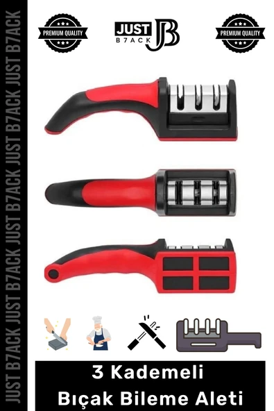 #BııçakBileme 3 Kademeli Paslanmaz Çelik Ergonomik Saplı Keskinleştirici Makas Bıçak Bileme Aleti ürün görseli 1