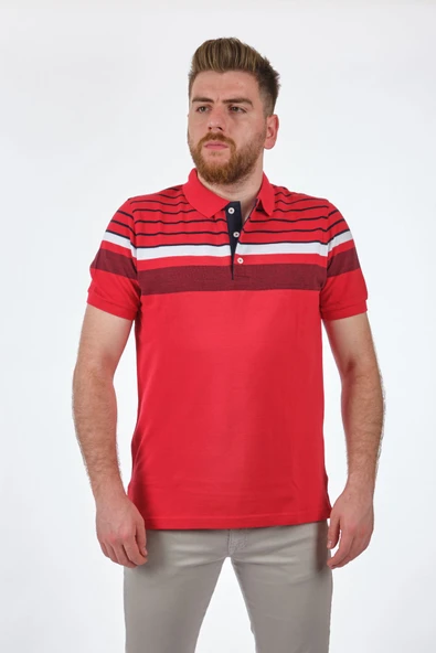 Desen Polo Yaka Erkek T-Shirt - Kısa Kol - Minimalist Stil ürün görseli 1