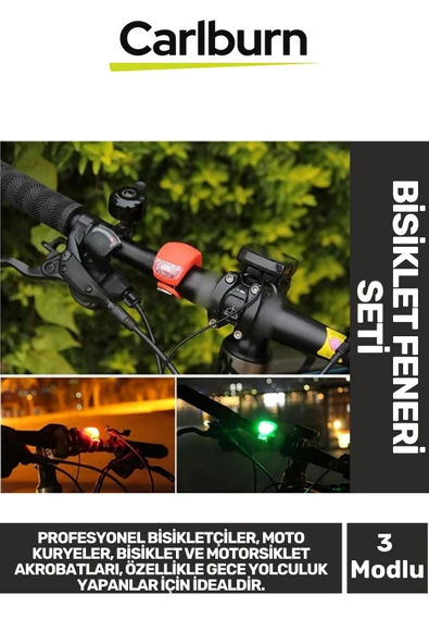 Özel Üretim 3 Fonksiyonlu Su Geçirmez Pilli Bisiklet Motor Motorsiklet Feneri Seti İkaz Işığı ürün görseli 1