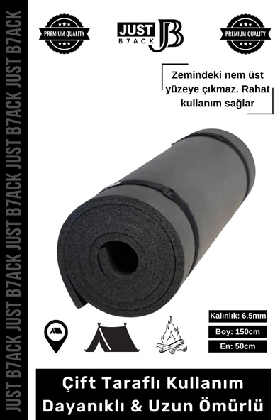 #KampMatı Taşıma Askılı Su Geçirmez Çift Taraflı Kaymaz Çadır Uyku 6.5mm Siyah Kamp Yer Minderi ürün görseli 1